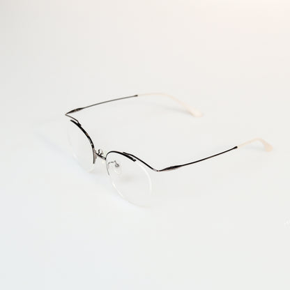 Simple Half Frame Oval Titanium Optical Frame | GMGeyewear Coquelicot2 GO83T6006